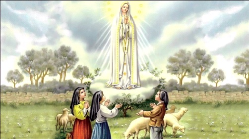 Bức tranh tái hiện Đức Mẹ hiện ra tại Fatima 1917. Ảnh: TL 