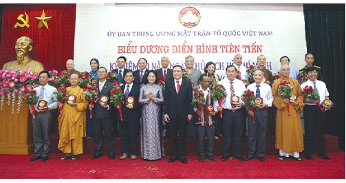 Bí thư Trung ương Đảng, Chủ tịch UBTƯ MTTQ Việt Nam Trần Thanh Mẫn và các đại biểu tại Hội nghị. Ảnh: Hiền Phương