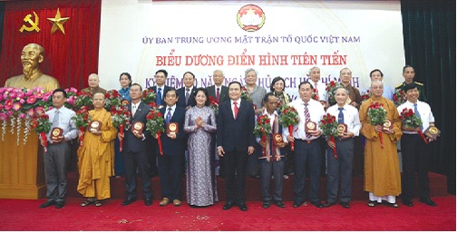 Bí thư Trung ương Đảng, Chủ tịch UBTƯ MTTQ Việt Nam Trần Thanh Mẫn và các đại biểu tại Hội nghị. Ảnh: Hiền Phương
