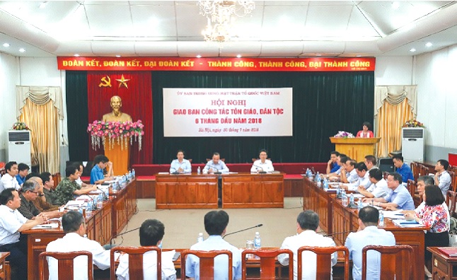 Quang cảnh Hội nghị Giao ban công tác tôn giáo, dân tộc 6 tháng đầu năm 2018. Ảnh: Quang Vinh
