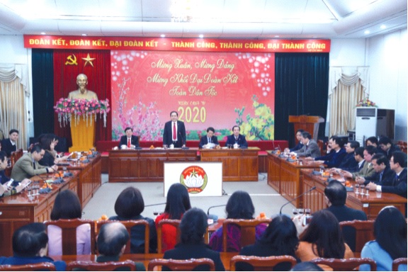 Quang cảnh buổi gặp mặt ra quân đầu xuân và ký giao ước thi đua năm 2020. Ảnh: MC
