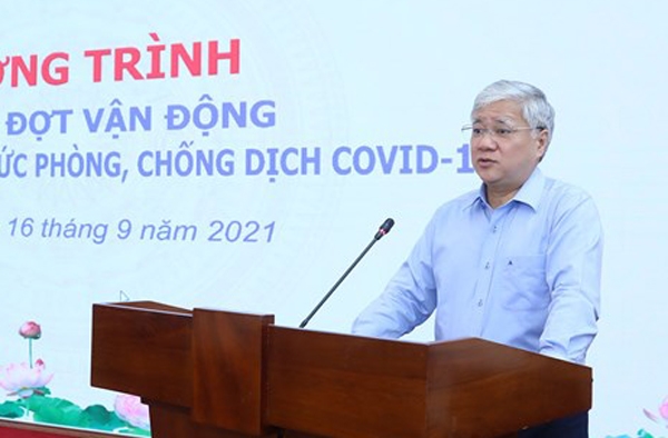 Ông Đỗ Văn Chiến, Bí thư Trung ương Đảng, Chủ tịch UBTƯ MTTQ Việt Nam, Trưởng Tiểu ban Vận động và huy động xã hội đã kêu gọi và phát động tiếp tục đợt vận động “Toàn dân đoàn kết, ra sức phòng, chống dịch Covid-19”. Ảnh: CTV