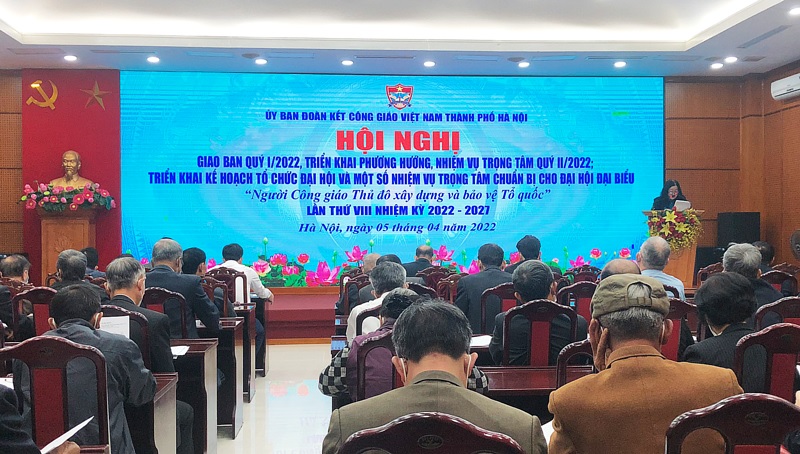 Hội nghị triển khai kế hoạch tổ chức Đại hội đại biểu “Người Công giáo Thủ đô xây dựng và bảo vệ Tổ quốc lần thứ VIII. Ảnh: Phạm Cường