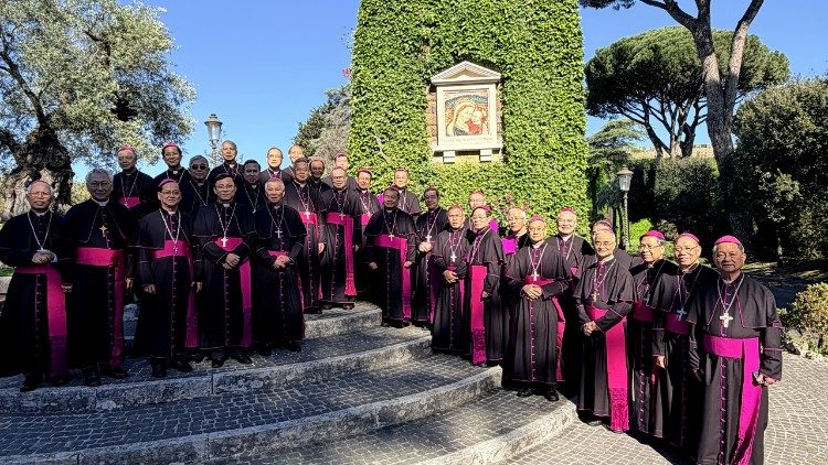 Các Đức Cha Việt Nam bên ảnh Đức Mẹ chỉ bảo đàng lành