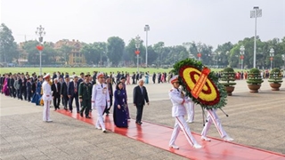 Đoàn đại biểu tham dự Đại hội đại biểu toàn quốc MTTQ Việt Nam lần thứ XI vào Lăng viếng Chủ tịch Hồ Chí Minh